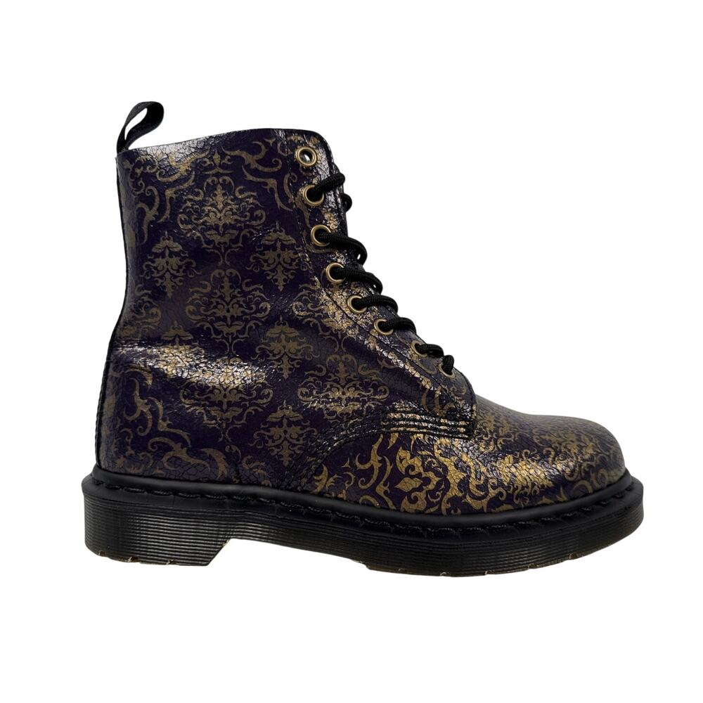 Dr. Martens 1460 Pascal BQ Baroque Boots Womens 8 Purple Gold Crackle Finish